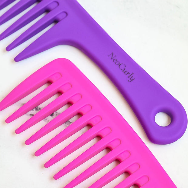Neo Curly Wide Tooth Detangle & Style Comb Pink and Purple